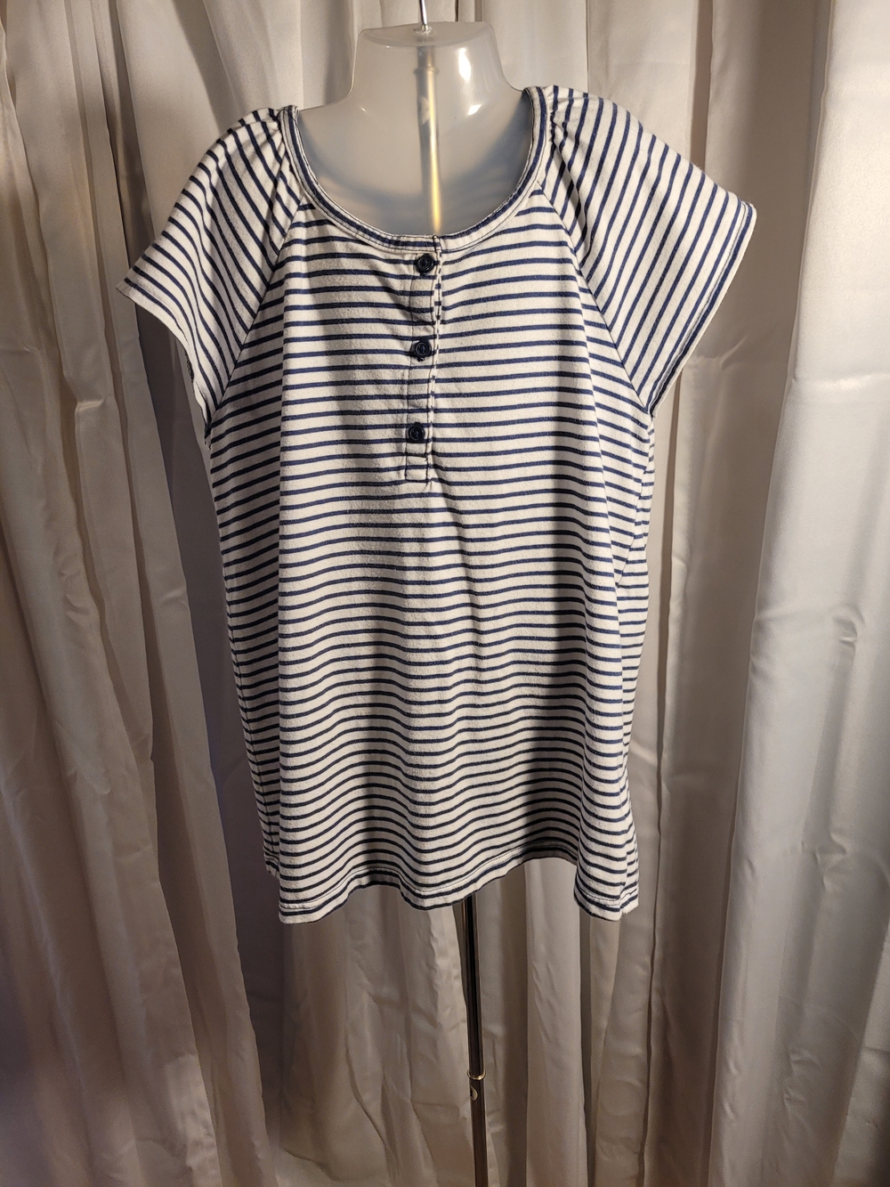 OshKosh B'gosh Navy & White Striped Button Henley Tee